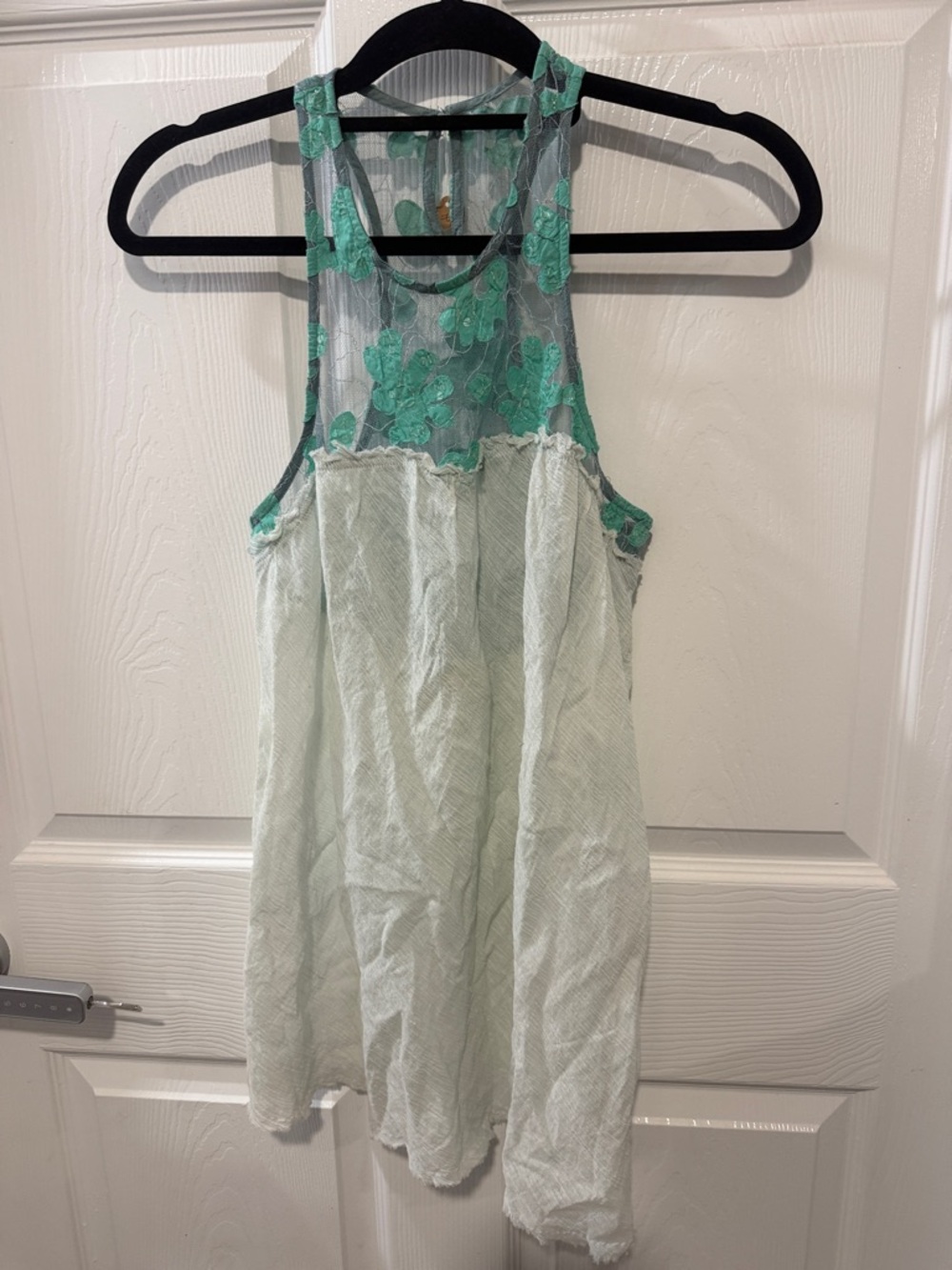 Free People Mint Green Lace-Back Racerback Tank